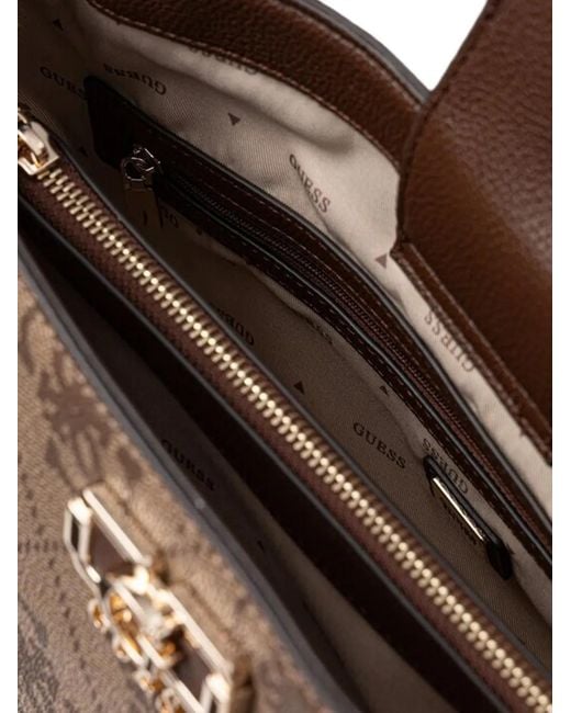 Guess Brown Logo Charm Tote Bag