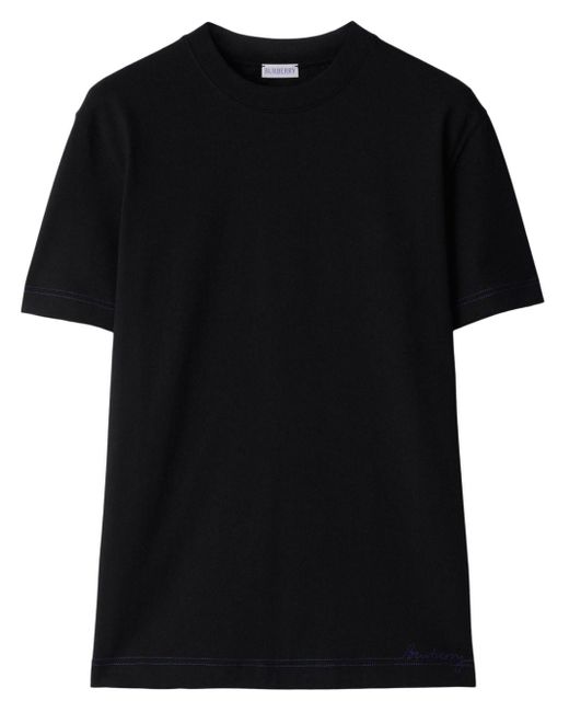 Burberry T-shirt Van Biologisch Katoen Met Geborduurd Logo in het Black voor heren