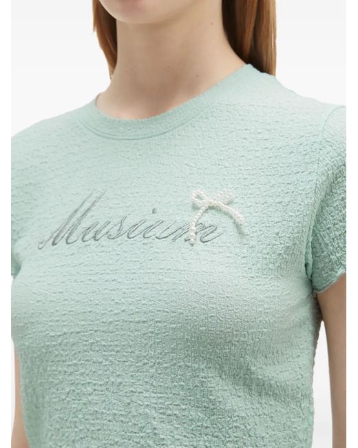 Musium Div. Blue Logo-Embroidered Crop Top