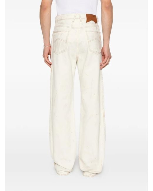 Rhude White Distressed Straight Jeans for men