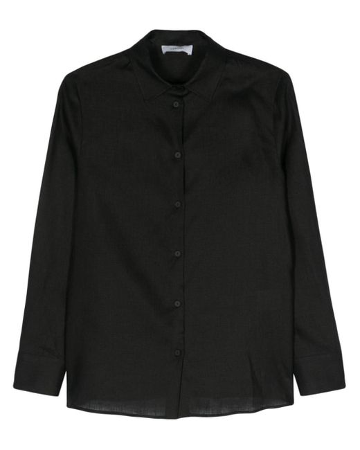 Lardini Black Slub Linen Shirt