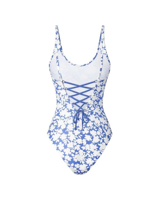 MICHAEL Michael Kors Blue Floral-Print Drawstring Swimsuit