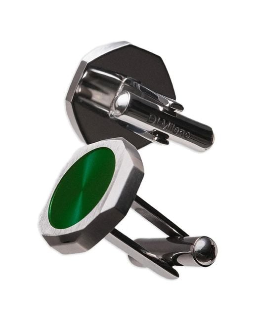 D1 Milano Green Octagonal Sunray-Effect Cufflinks for men