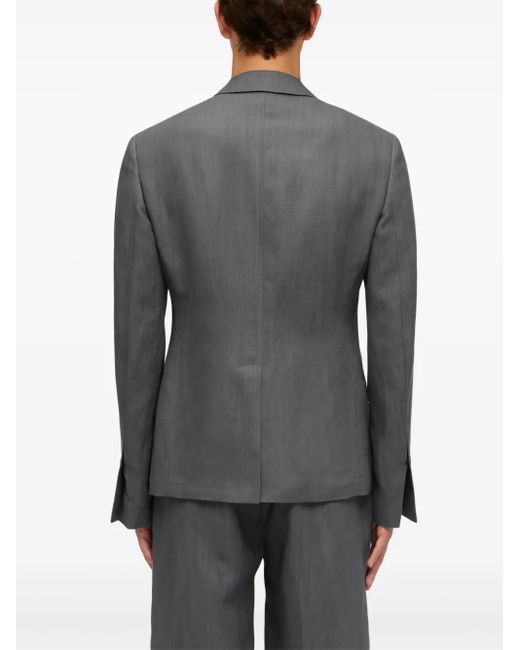 Ferragamo Black Single-Breasted Cotton Blazer for men