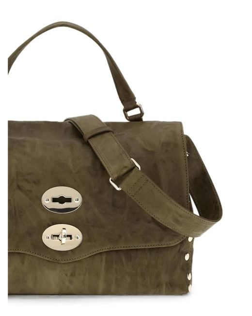 Zanellato Brown Postina Officina Stud-Embellished Shoulder Bag