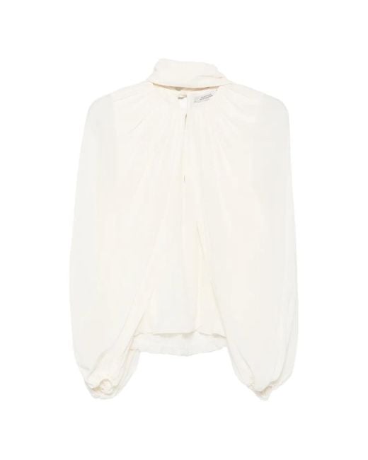 Dorothee Schumacher White Pussy-Bow Balloon-Sleeve Blouse