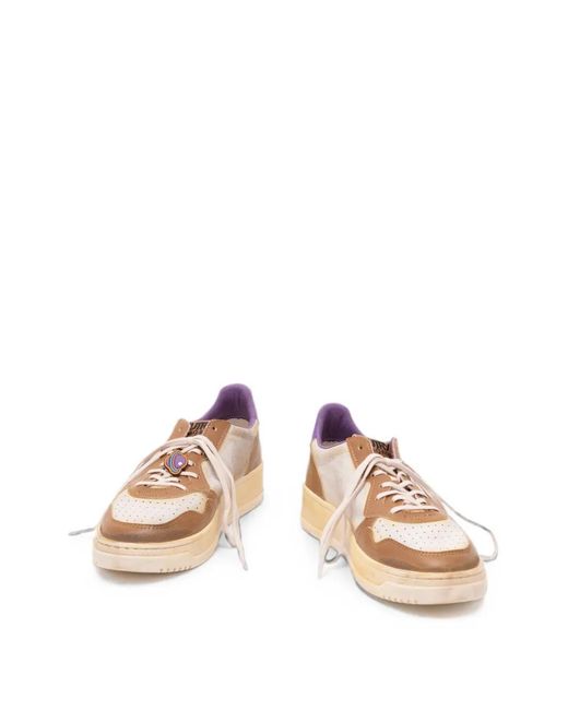 Autry Pink Medalist Distressed Leather Sneakers for men