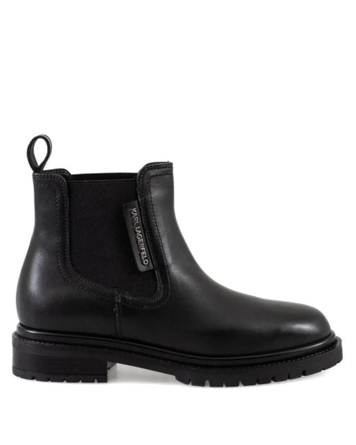 Karl Lagerfeld Black Elastic-Panel Chelsea Boots