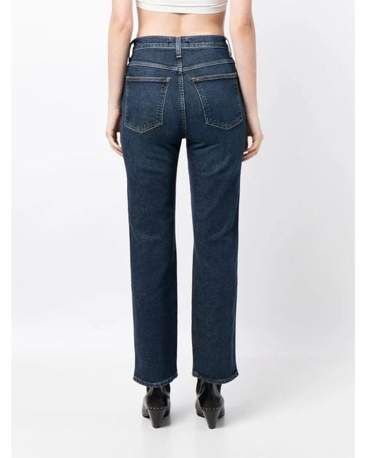 Agolde Blue High-Rise Flared Jeans