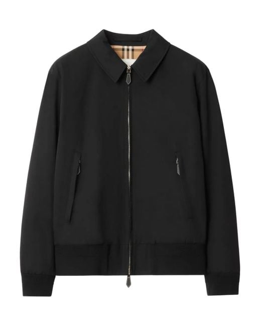 Burberry Black Gabardine Harrington Jacket for men