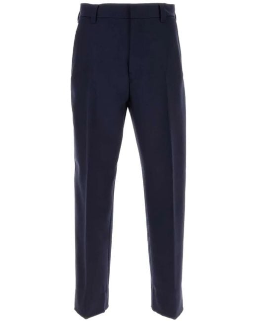 Zegna Blue Straight-Leg Wool Trousers for men
