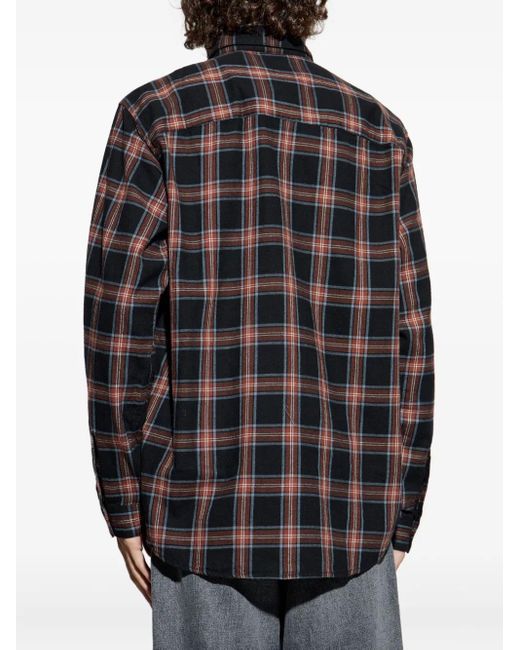 DIESEL Black Embroidered Plaid Shirt for men
