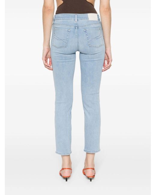 Liu Jo Blue Mid-rise Slim-fit Cropped Jeans