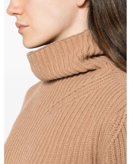 Liviana Conti Natural Ribbed-Knit Turtleneck Sweater