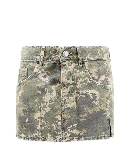 NUMERIS Gray Camouflage-Print Cotton Mini Skirt