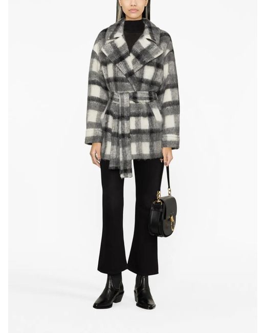 IRO Gray Pamae Checked Belted Coat