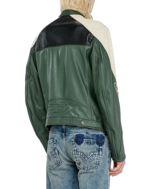DIESEL Green Veste L-Ahti En Cuir for men
