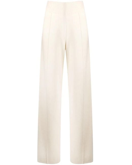 Pringle of Scotland White Wide-Leg Knitted Trousers
