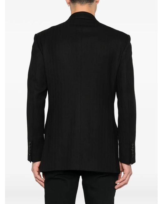 Tom Ford Black Double-Breasted Pinstripe Blazer for men