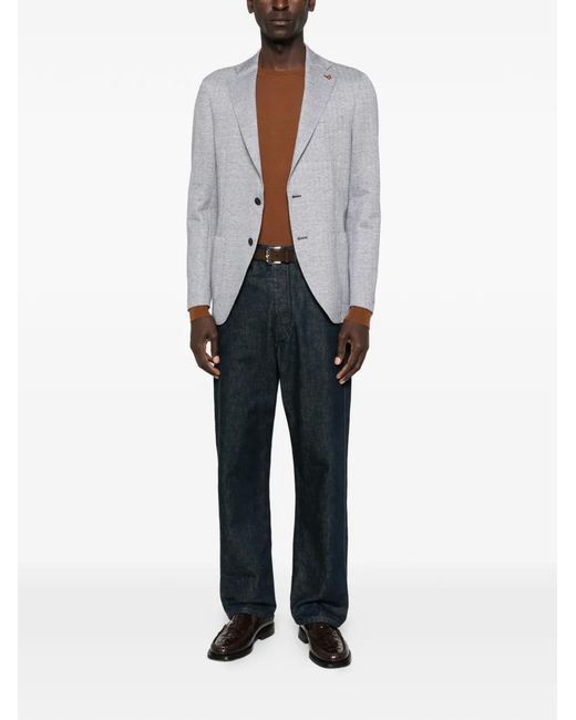 Latorre Gray Herringbone-Pattern Blazer for men