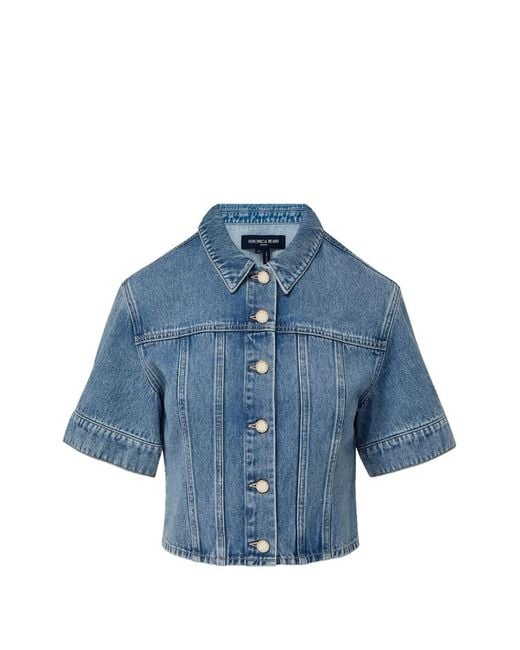 Veronica Beard Blue Malcom Short-Sleeve Denim Jacket