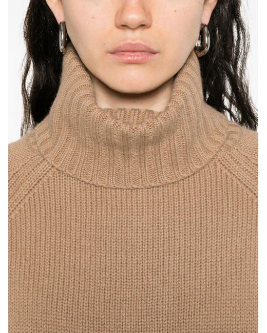 Allude ラグランスリーブ タートルネックセーター Natural
