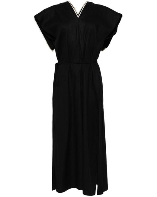 Robe mi-longue à bords contrastants Litkovskaya en coloris Black