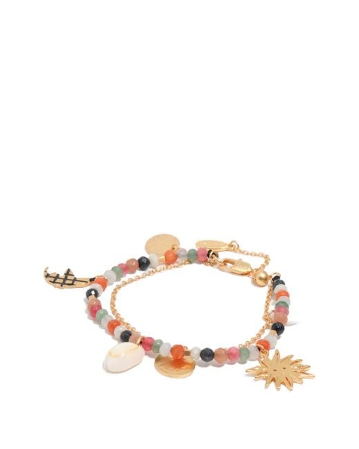Bimba Y Lola Metallic Double Sun And Moon Brushed Bracelet