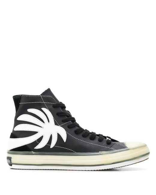 Palm Angels Black Palm Tree High-Top Sneakers for men