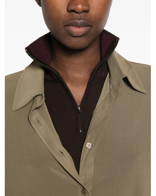 Frankie Shop Green Peri Sheer Long-Sleeve Shirt