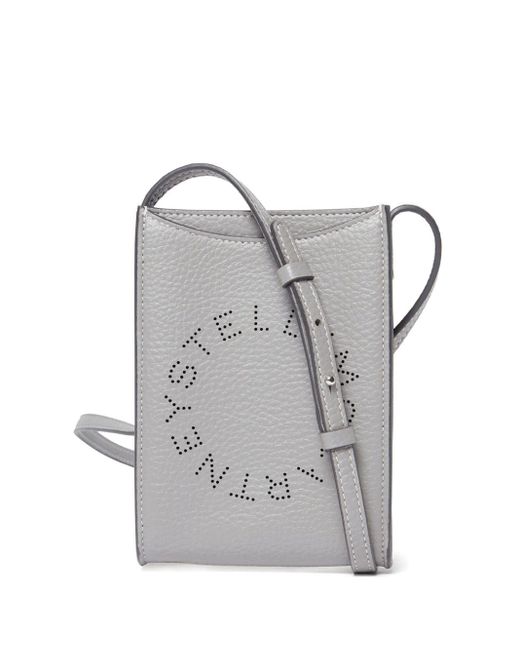 Stella McCartney Gray Logo Grained Crossbody Bag