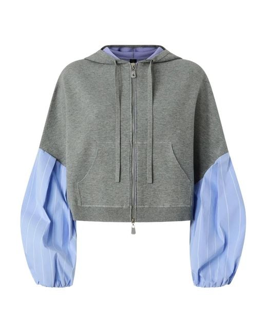 Pinko Blue Puff-Sleeve Hoodie