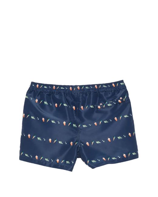 Paul Smith Blue Drawstring Patterned Swim Shorts for men