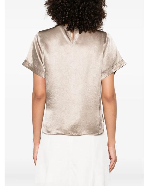 Jonathan Simkhai Natural Satin Short-Sleeve Blouse