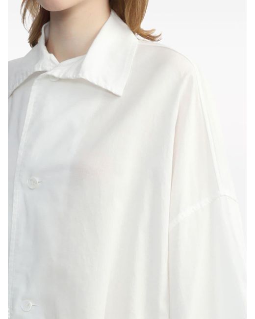 Y's Yohji Yamamoto White Mini-Hemdkleid mit langen Ärmeln