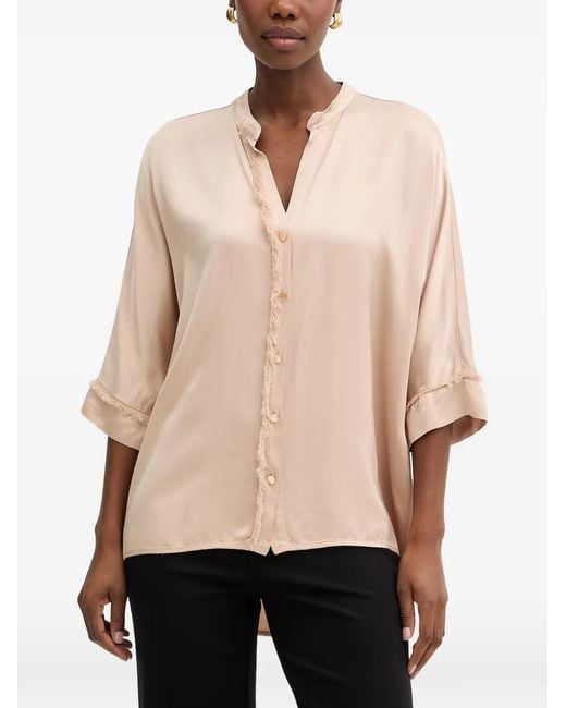 Fracomina Natural Frayed-Trim Blouse
