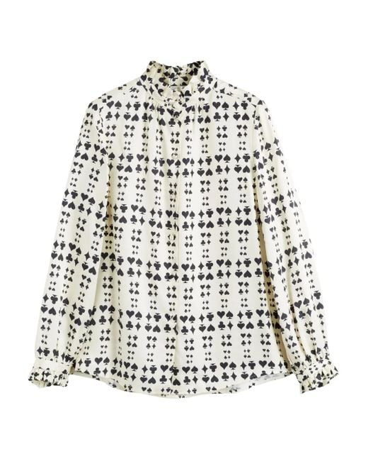 Chinti & Parker White Playing-Card Print Blouse