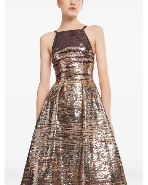 Elie Saab Metallic Sequin-Embroidered Sleeveless Maxi Dress