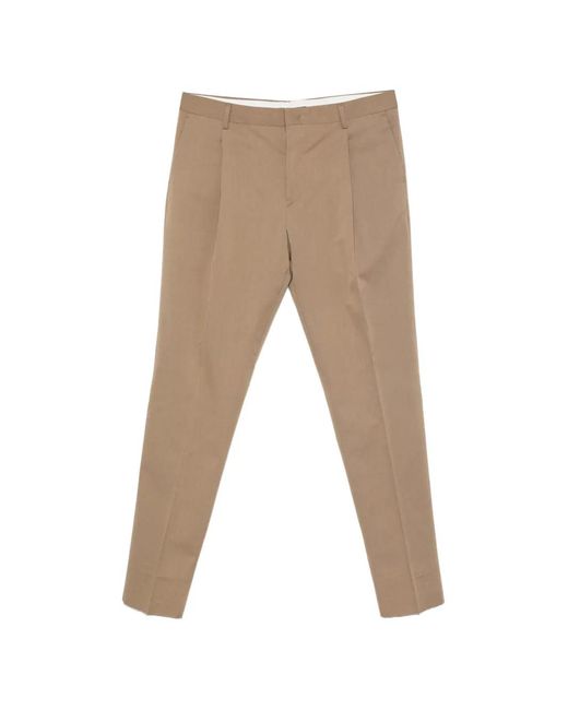Brian Dales Natural Pleated Belt-Loop Trousers for men