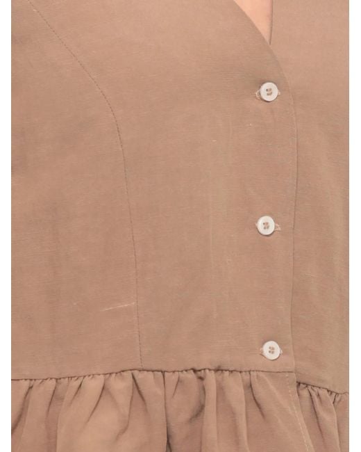 Emme Brown Ruffle-Hem V-Neck Top
