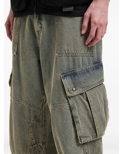 FIVE CM Green Cargo-Pocket Jeans for men