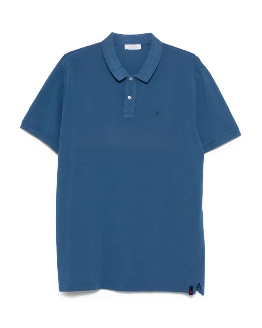 Gran Sasso Blue Embroidered Cotton Polo Shirt for men