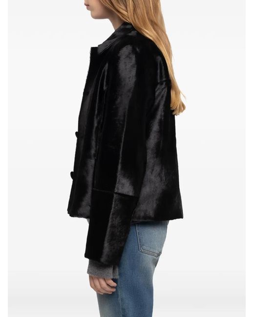 Zadig & Voltaire Black Lessa Cropped Buttoned Jacket