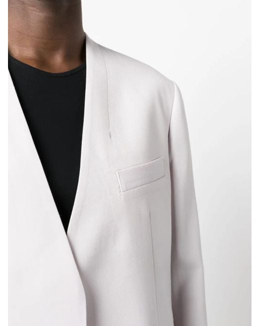Low Classic White Single-Breasted Collarless Blazer
