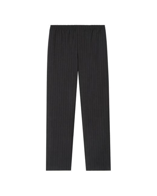 Burberry Black Pinstriped Wool Track Pants for men