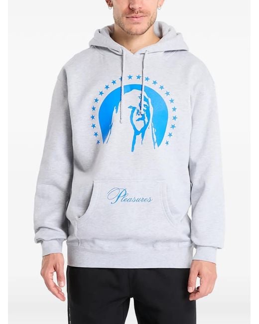 Pleasures Gray Graphic Critic Hoodie for men