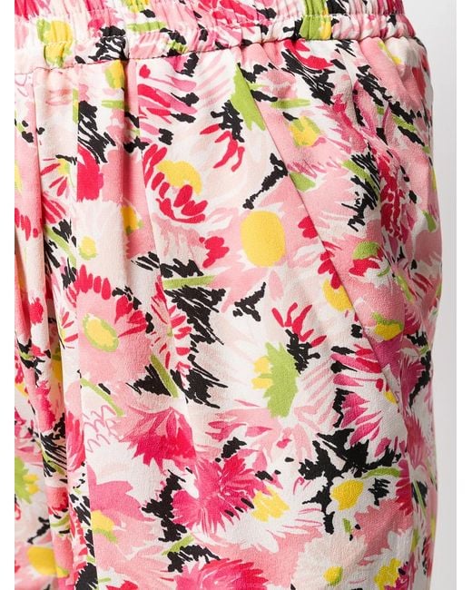 Stella McCartney Red Floral Print Cotton Trousers