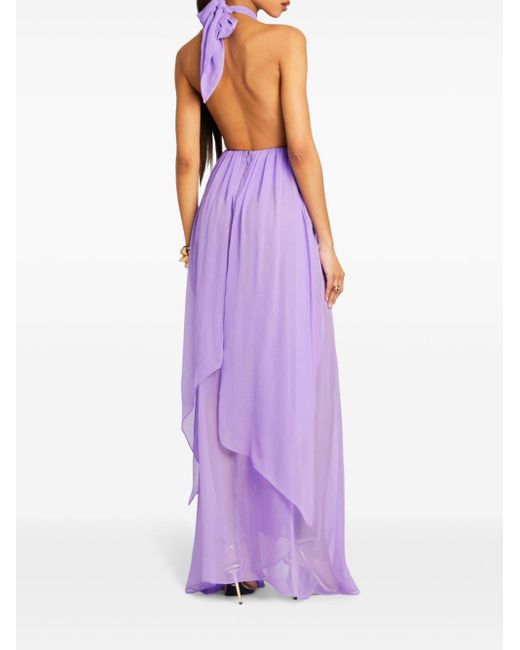 retroféte Purple Ina Halterneck Silk Dress