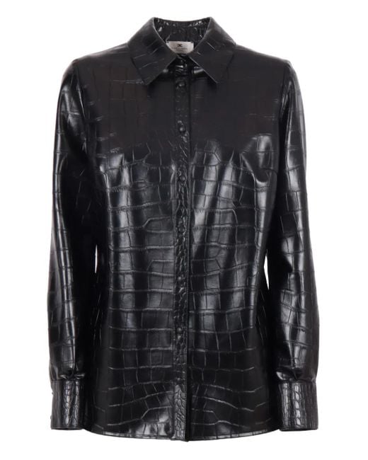 Elisabetta Franchi Crocodile-effect Shirt Black
