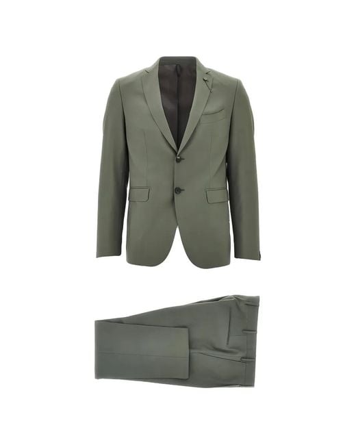 Santaniello Green Single-Breasted Notched-Lapel Suit for men